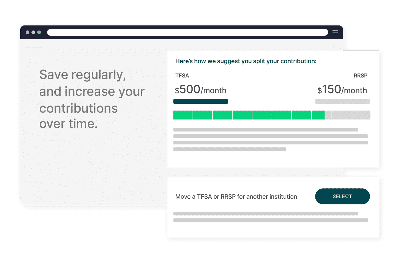 Save regularly and increase contributions over time