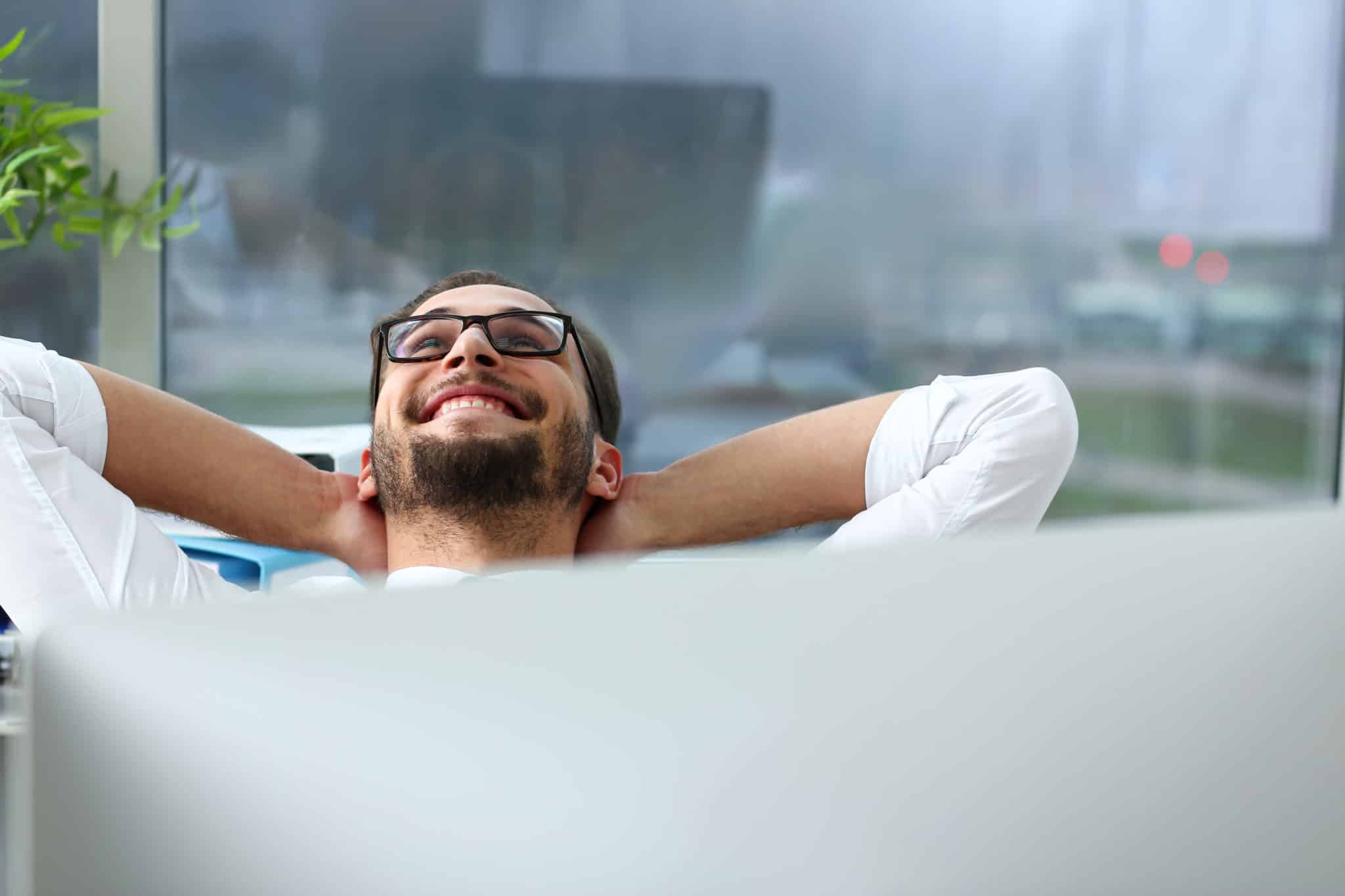 Happy young guy with retirement benefits