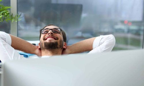 Happy young guy with retirement benefits