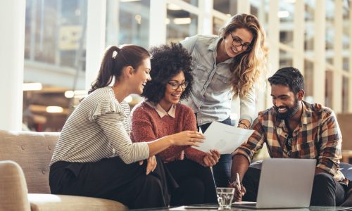 Engaged employees learning about their benefits plan